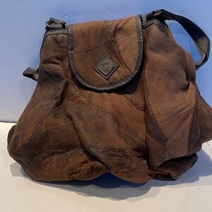 Vintage Mitzi Brown Faux Patchwork Leather Backpack